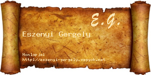 Eszenyi Gergely névjegykártya